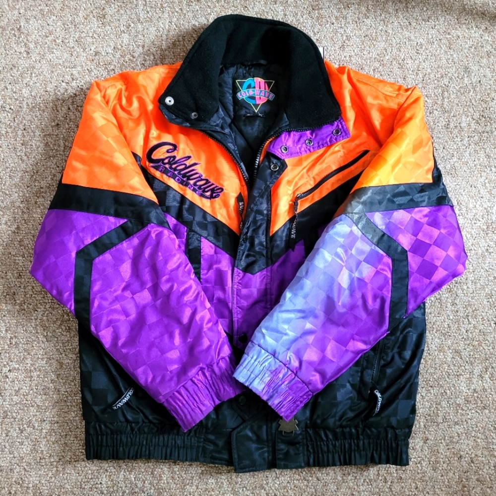 Coldwave Racing Snowmobile Jacket Mens M  Orange/Black/Purple